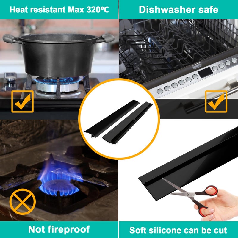 CARGEN Gap Filler For Stove And Counter - Kitchen Stove Counter Gap Cover Silicone Gap Cover Between Stove And Counter 21 Inches Black - Image 4