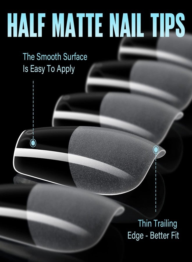 TOMICCA Medium Coffin Nail Tips, 240Pcs Half Matte Nail Tips, 15 Sizes Nail Extension Tips Set, Full Cover Pre Shaped Fake Nails for Beginner and Professional DIY Nail Salon - Image 4