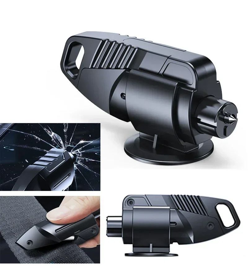 2 In 1 Black Car Safety Hammer Seat Belt Cutter Window Breaker Glass Breaker Lifesaving Escape Rescue Tool - Image 1