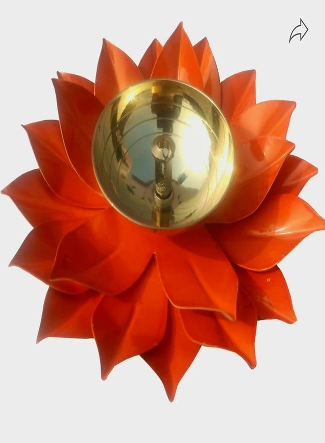 S.S TRADERS Lotus Shaped Brass Diya for Puja /Center Wick Holder Pital Akhand Kamal Deep Vilakku for Home Décor, Worship, Housewarming, Marriage & Return Gift/Size 5 inch - Image 3
