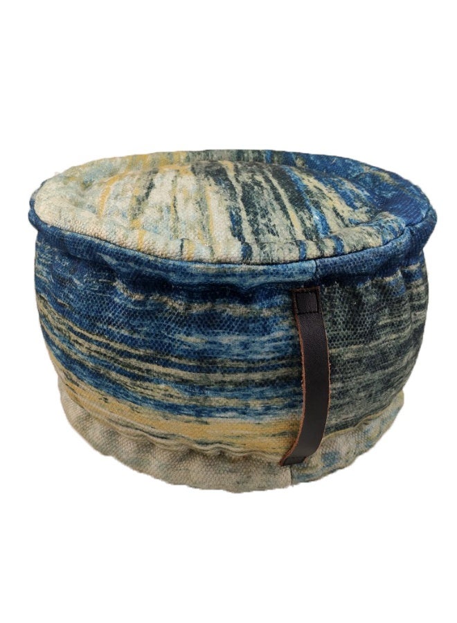 Ramsha Printed pouf with leather handle for living room footrest ottomans pf-033 50X50X30 CM - Image 2