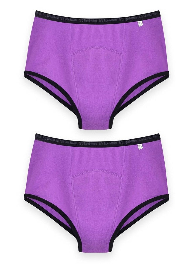 سوبربوتمز ملابس داخلية للدورة الشهرية من سوبربوتومز ماكس أبسورب® | سراويل داخلية للدورة الشهرية للنساء | امتصاص يدوم 8 ساعات | لا تسرب، لا بقع | خصر مرتفع، تغطية كاملة | قماش من الخيزران + قطن (لون أرجواني، مقاس: XL) - Image 1