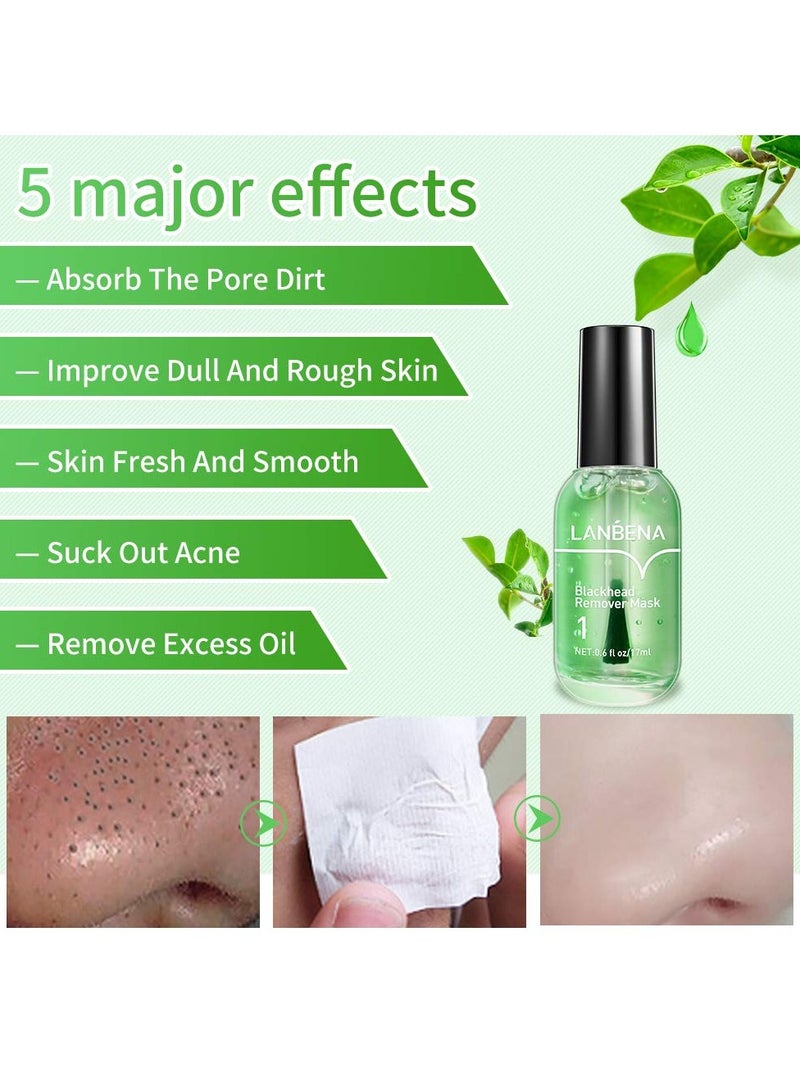 LANBENA Blackhead Remover Mask, Blackhead Remover Mask Peel Off Blackhead Mask 2 in 1 Green Tea Oil Blackhead Removal 100 Pcs Blackhead Remover Mask for Pores, Nose, Chins & Face - Image 5