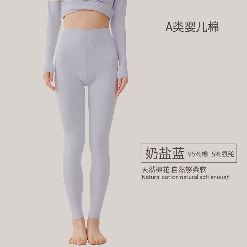 Pure Cotton Thermal Underwear Women'S Autumn Clothes And Pants Men'S Round Neck Cotton Sweater Thin Thermal Clothing Anti-Pilling Class A Cotton - Image 1