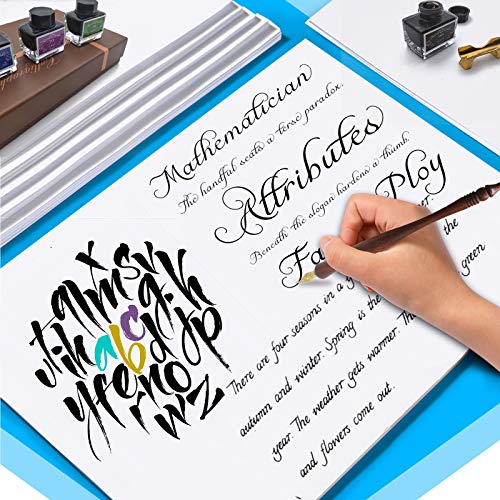 ASXMA Calligraphy Pen Set – Includes Wooden Dip Pen, Antique Brass Holder, 11 Nibs, 4 Colors Ink Bottles and Beginner's Manual-for Beginners and Calligraphy Lovers - Image 3
