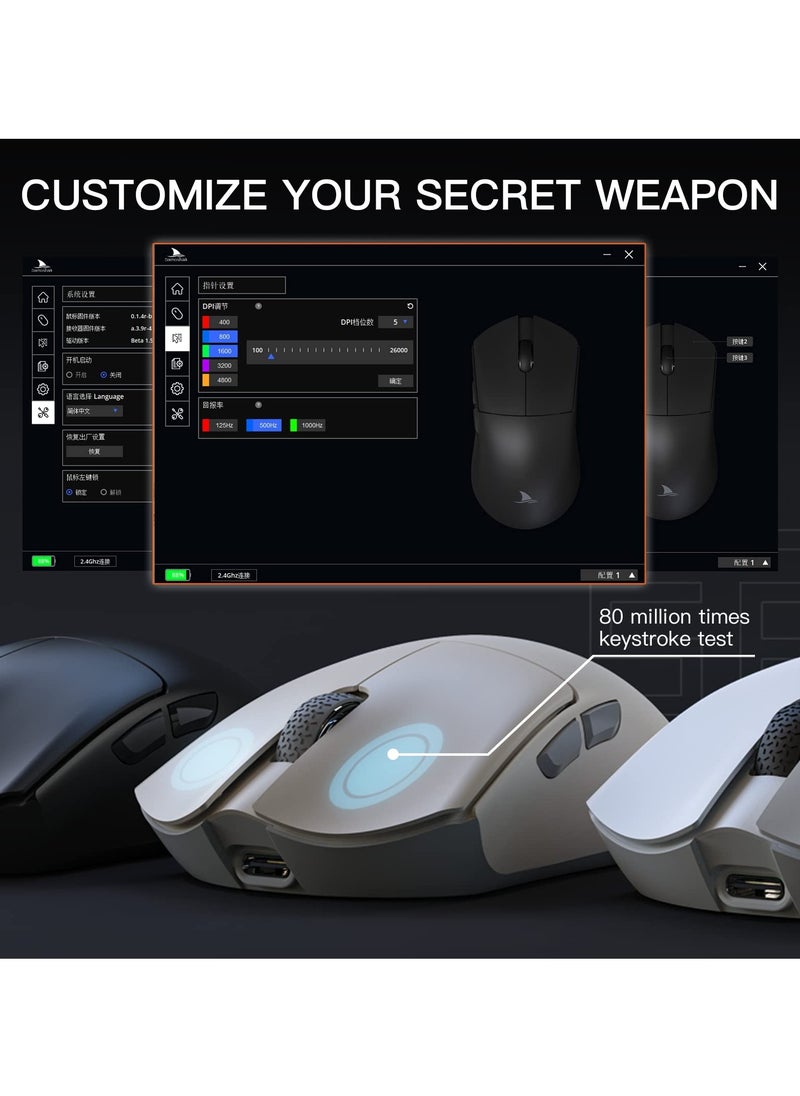 Darmoshark - M3 Wireless Gaming Mouse,Tri-Mode 2.4G/USB-C/Bluetooth,26000DPI,5 programmable button,Computer Mouse for Laptop,PC,Mac - Image 1