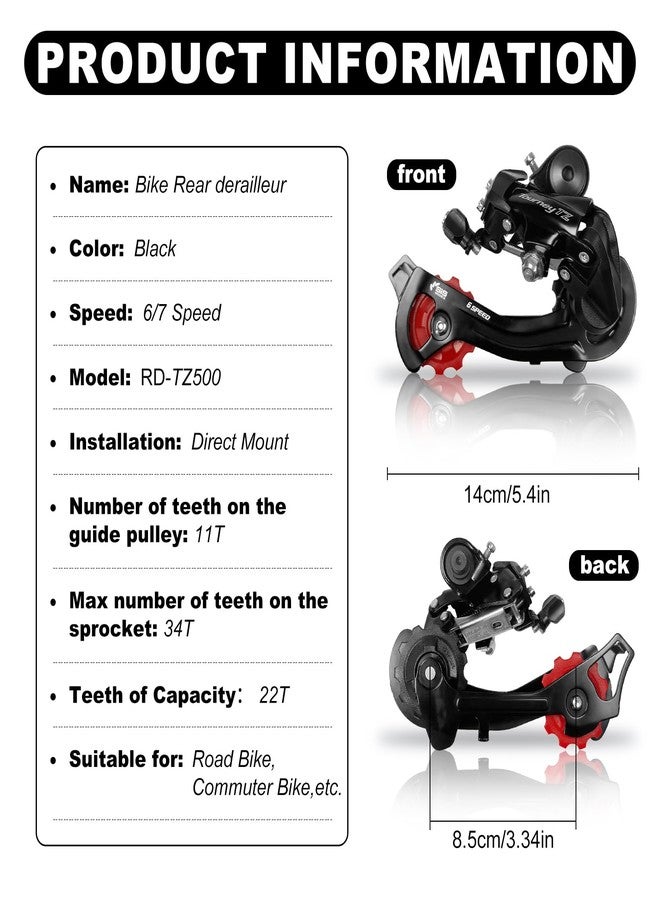 Relwears Bike Rear Derailleur RD-TZ500 6/7 Speed Derailleur Direct Mount Derailleur for Mountain Bike Road Bike - Image 2