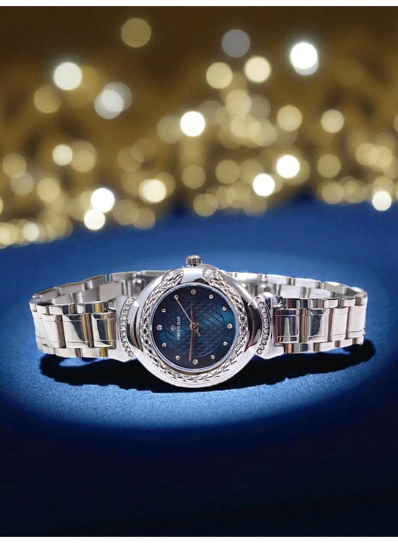 فاندر بلو ساعة يد انيقة رسمية للنساء انالوج بعقارب وحركة كوارتز من الستانلس ستيل ومقاومة للماء - Image 1