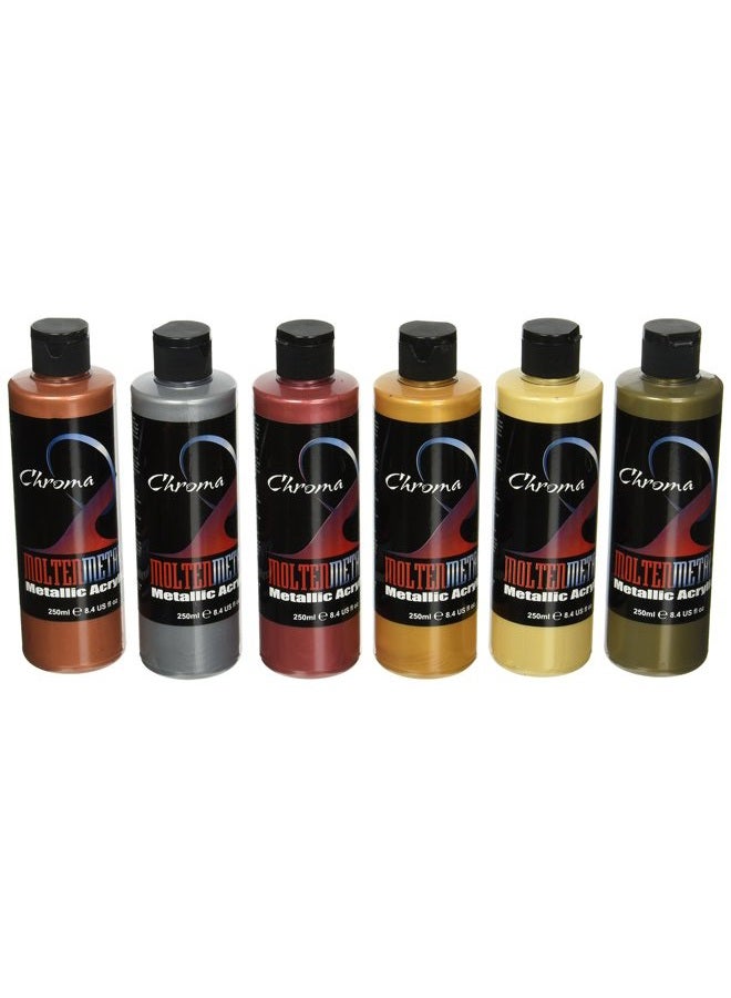 Chroma Molten Metals Acrylic Paint Set, 8.4 oz Bottle, Assorted Color, Set of 6 - 1442894 - Image 2