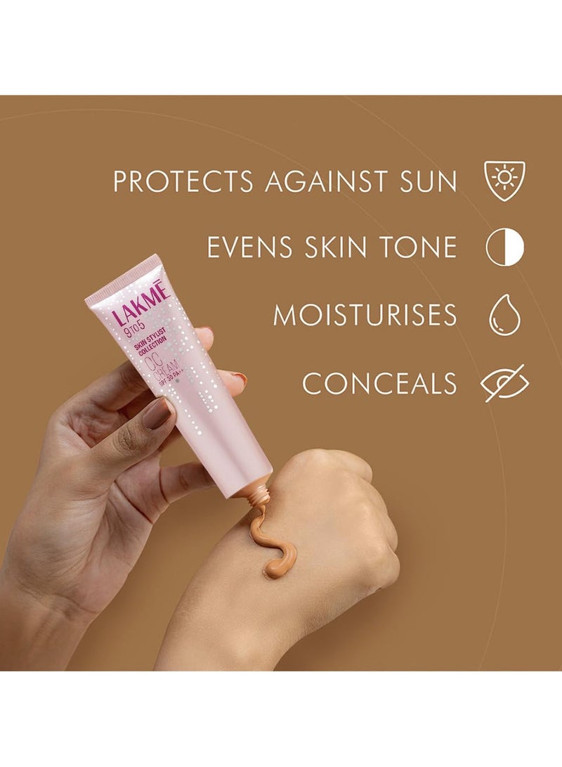 لاكمي كريم CC للعناية بالبشرة من 9 إلى 5 سكين ستايلست كوليكشن بعامل حماية من الشمس 30 PA++ برونزي 30 جم - Image 4