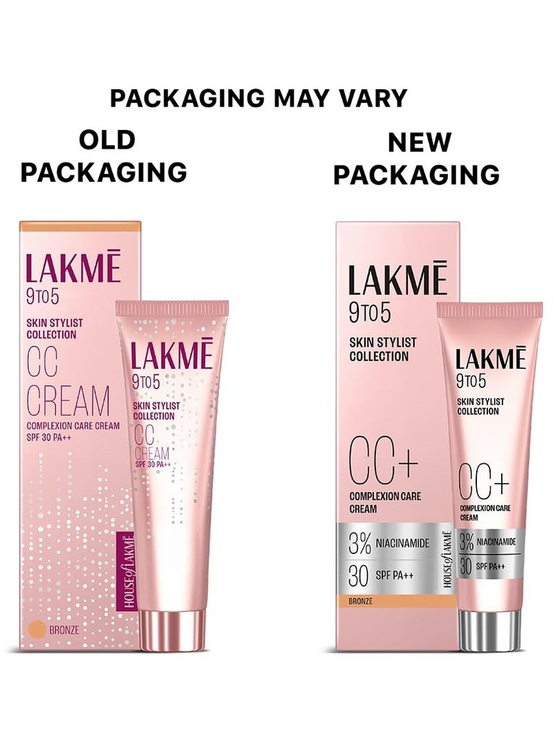 LAKME 9 To 5 Skin Stylist Collection CC Cream Complexion Care Cream SPF 30 PA++ Bronze 30g - Image 2