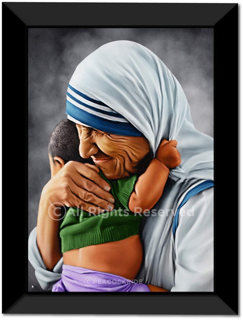 PEACOCKRIDE PEACOCKRIDE Mother Teresa A Love of Humanity I Matte Frame A3  - Image 1