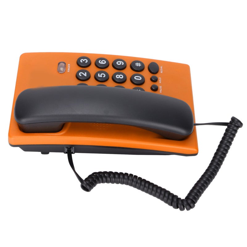 Orange Corded Telephone with Last Number Redial - Mute Function Handset - Battery Free Home Phone for Office Use - Image 5