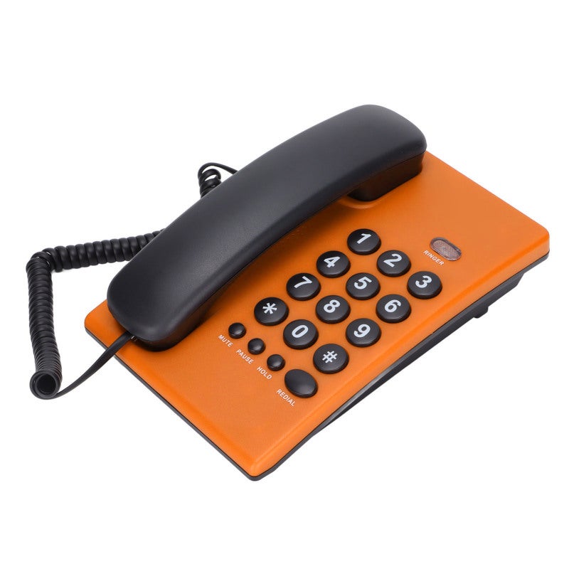 Orange Corded Telephone with Last Number Redial - Mute Function Handset - Battery Free Home Phone for Office Use - Image 3