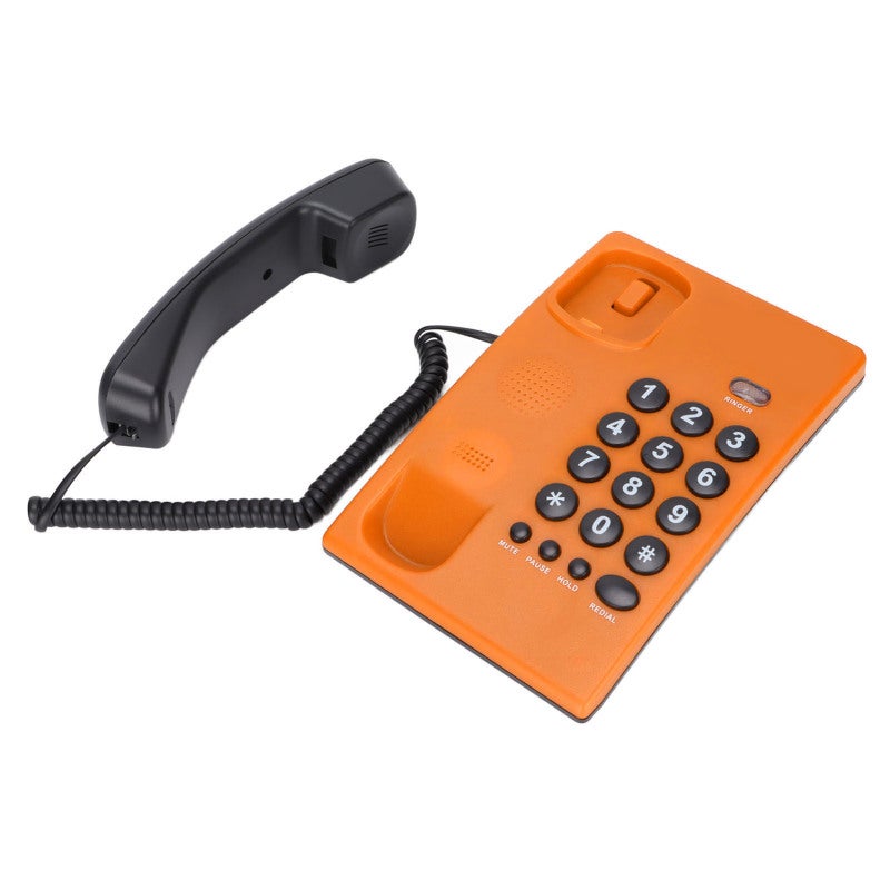 Orange Corded Telephone with Last Number Redial - Mute Function Handset - Battery Free Home Phone for Office Use - Image 4