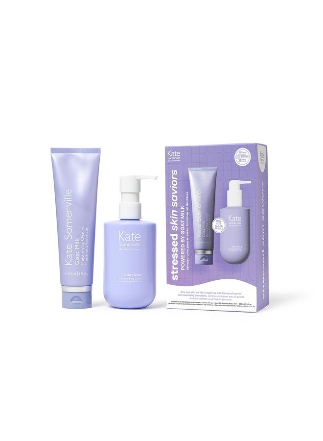 Kate Somerville Stressed Skin Saviors Goat Milk Set - Full Sized Face and Body Skincare Set with Goat Milk Cleanser & Goat Milk Body Lotion - Image 1