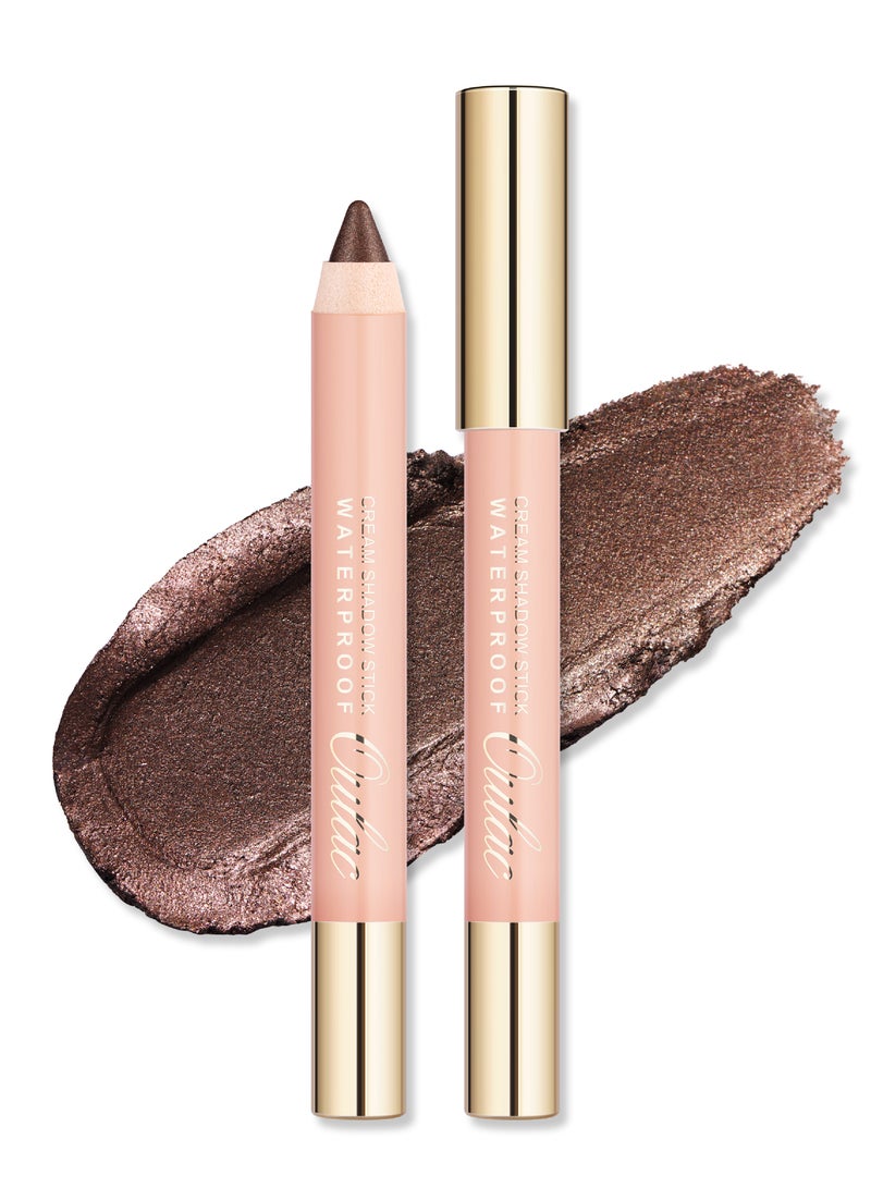 Oulac Glitter Brown Eyeshadow Stick - Shimmer Eye Shadow Pencil for Highlighter, Waterproof & Long Lasting, Blendable Glitter Eye Makeup, Vegan & Cruelty-Free 3.8g - Velvet Teddy - 15 - Image 1