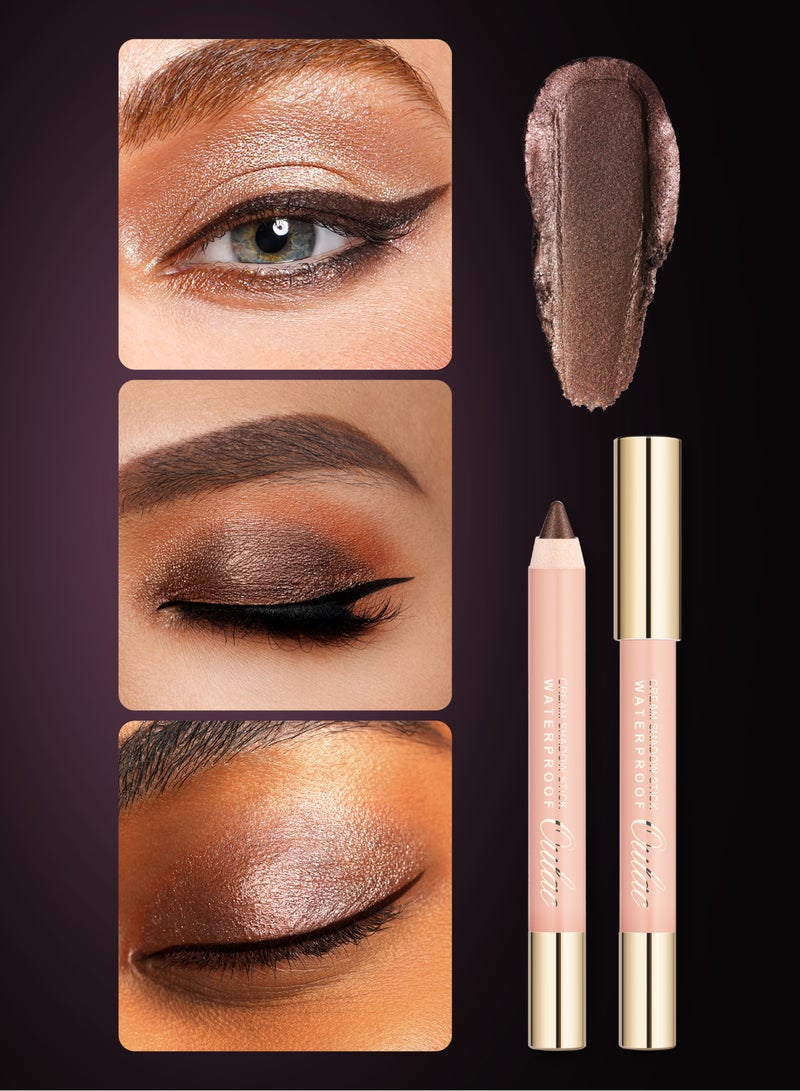 Oulac Glitter Brown Eyeshadow Stick - Shimmer Eye Shadow Pencil for Highlighter, Waterproof & Long Lasting, Blendable Glitter Eye Makeup, Vegan & Cruelty-Free 3.8g - Velvet Teddy - 15 - Image 5