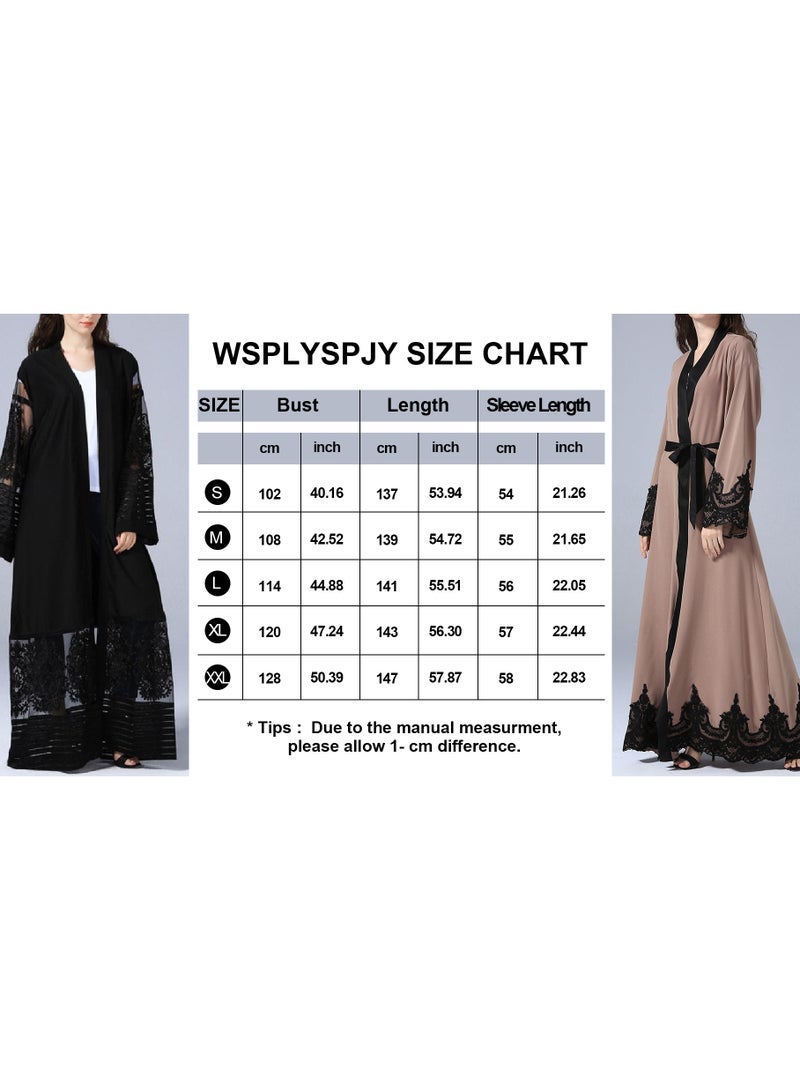 Embroidered Women Open Abaya Muslim Dress Islamic Cardigan Dubai Kaftan Robe - Image 5