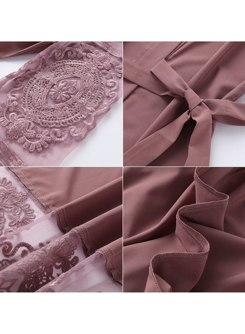 Embroidered Women Open Abaya Muslim Dress Islamic Cardigan Dubai Kaftan Robe - Image 3