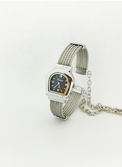 Silver bracelet with blue dial