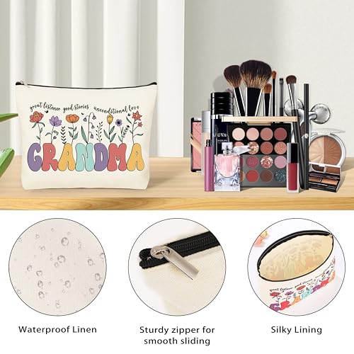 DOGMEM Grandma Gifts for Birthday Tote Bag Grandma Gift Set from Granddaughter Grandson Grandchildren Grandkids Christmas Gifts for Grandma Tote Bag Makeup Bag 16 Oz Can Glass Bead Bracelet - Image 3
