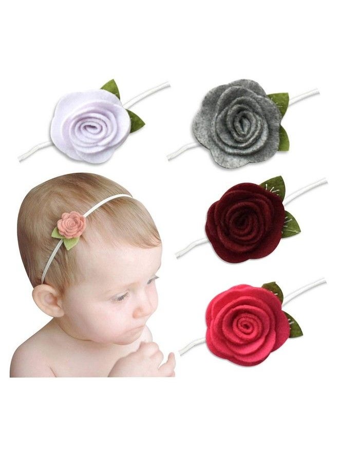BabyMoon Baby Headbands Flower Cotton Hairbands For Newborns And Toddlers Pack Of 4Multicolor  - Image 1