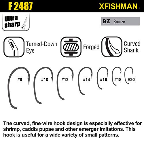 XFISHMAN Fly Hooks for Fly Tying Dry Wet Nymph Flies Curved Fishing Hooks 10# ~16# Assortment Pack of 240 Hooks with Box… - Image 4