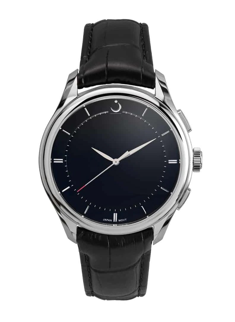 Al Fajr - Analog+Digital Leather Strap Prayer Watch WW-22L -44mm- Black - Image 1