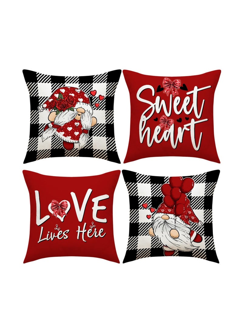 4 Pieces Heart Pattern Pillow Covers 45*45cm Home Sofa Seat Cushion Covers Decor Pillow Cases Only Covers - Image 1