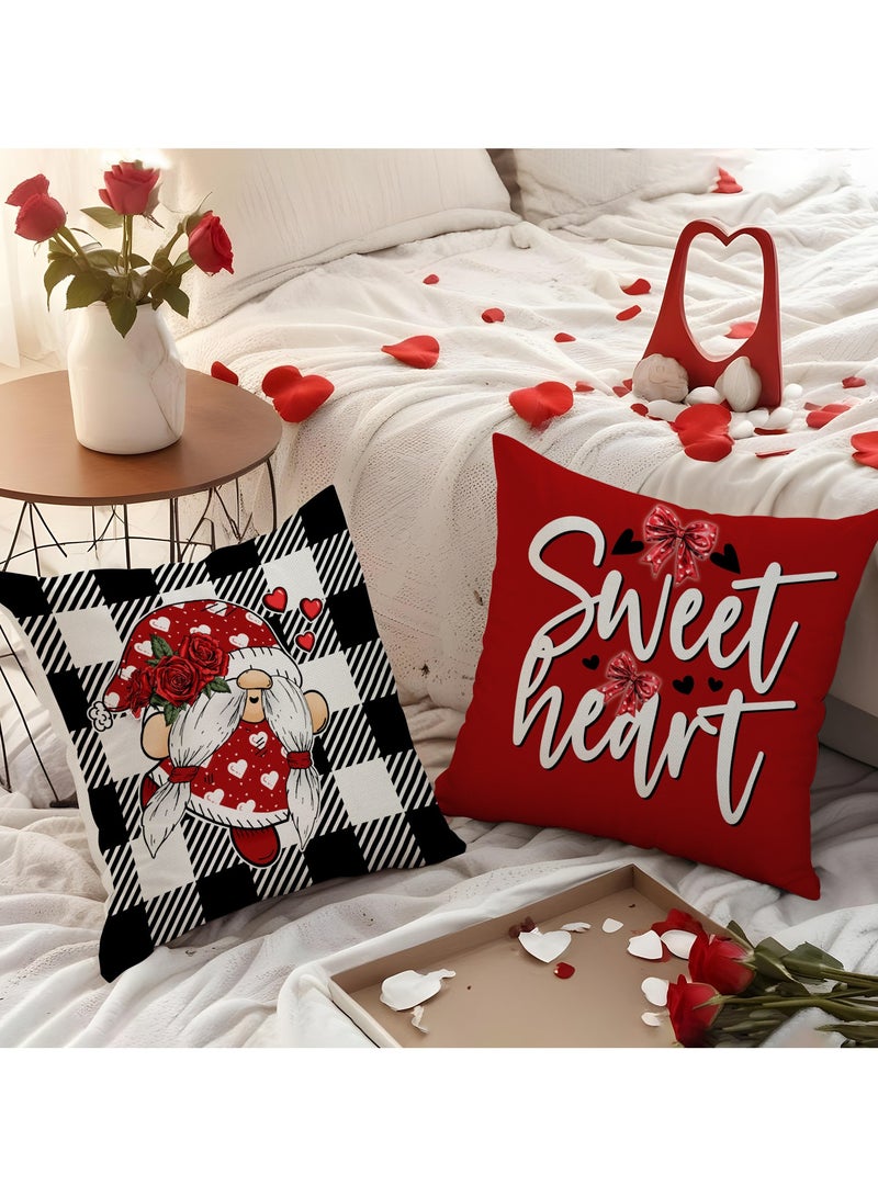 4 Pieces Heart Pattern Pillow Covers 45*45cm Home Sofa Seat Cushion Covers Decor Pillow Cases Only Covers - Image 2