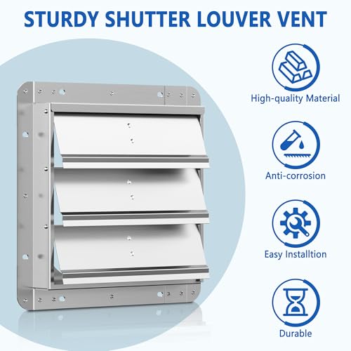HYITCL 10 Inch Galvanized Shutter Exhaust Louver Vent, Automatic Gravity Shutter Louver Vent for Home Attics, Workshops, Barn, Greenhouse (Motor&Blades are not Included) - Image 4