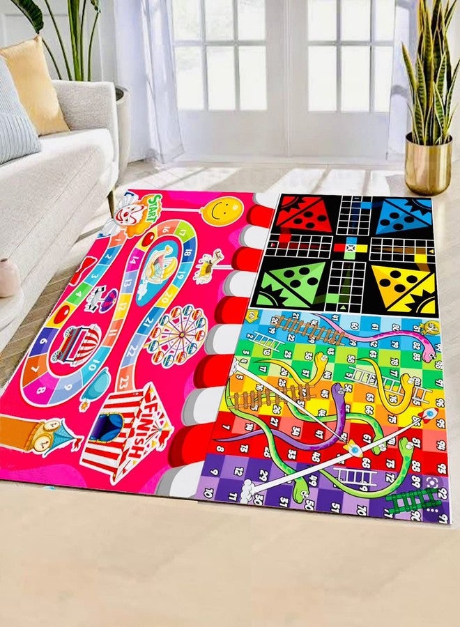MUREN Jumbo 3 In 1 Ludo|Snake & Ladder & Road Trip Counting Big Size Reversible Kids Play Mat 54X54 Inches With 5 X 5 Inch Dice & Tokens|Anti-Skid Jumbo Family Fun Outdoor/Indoor Activity|Multicolor