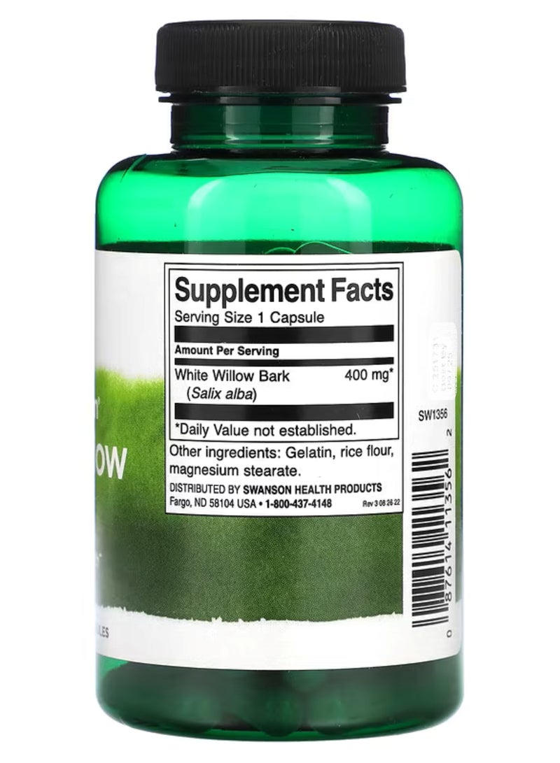 SWANSON Full Spectrum White Willow Bark 400 mg 90 Caps - Image 2