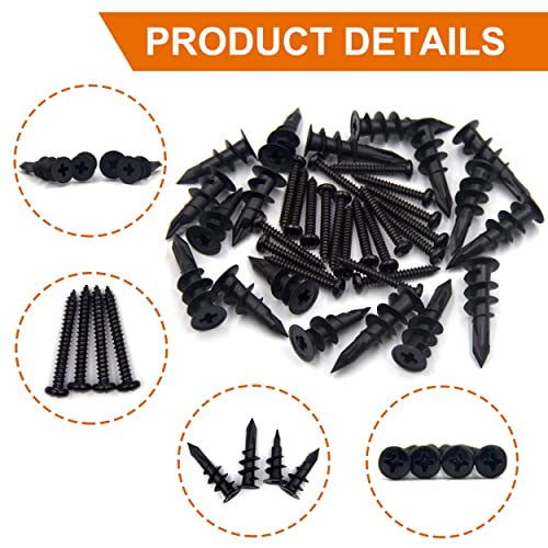ISPINNER 20pcs #6#8 Black Self Drilling Plastic Drywall Anchors with Screws, Self Tapping Sheetrock Anchors Hanging and Mounting 50-75lbs (10 Pack) - Image 4