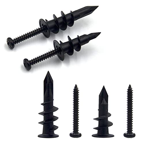 ISPINNER 20pcs #6#8 Black Self Drilling Plastic Drywall Anchors with Screws, Self Tapping Sheetrock Anchors Hanging and Mounting 50-75lbs (10 Pack) - Image 1