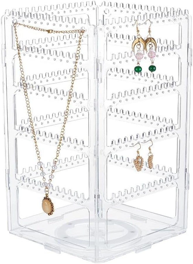 Loop Group Acrylic Rotating Earrings Stand Jewelry Display Organiser With 240 Holes For Hanging Studs Necklaces Bracelets Chains Earrings Jewellery (White) - Image 1