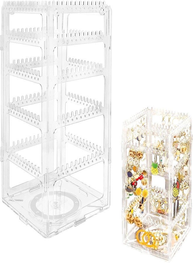 Loop Group Acrylic Rotating Earrings Stand Jewelry Display Organiser With 240 Holes For Hanging Studs Necklaces Bracelets Chains Earrings Jewellery (White) - Image 3