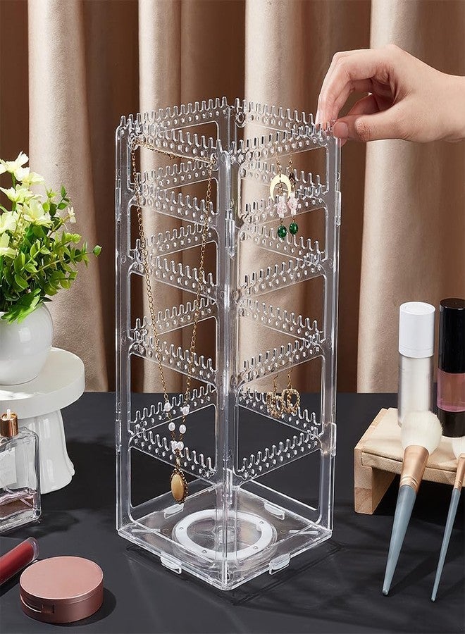 Loop Group Acrylic Rotating Earrings Stand Jewelry Display Organiser With 240 Holes For Hanging Studs Necklaces Bracelets Chains Earrings Jewellery (White) - Image 2