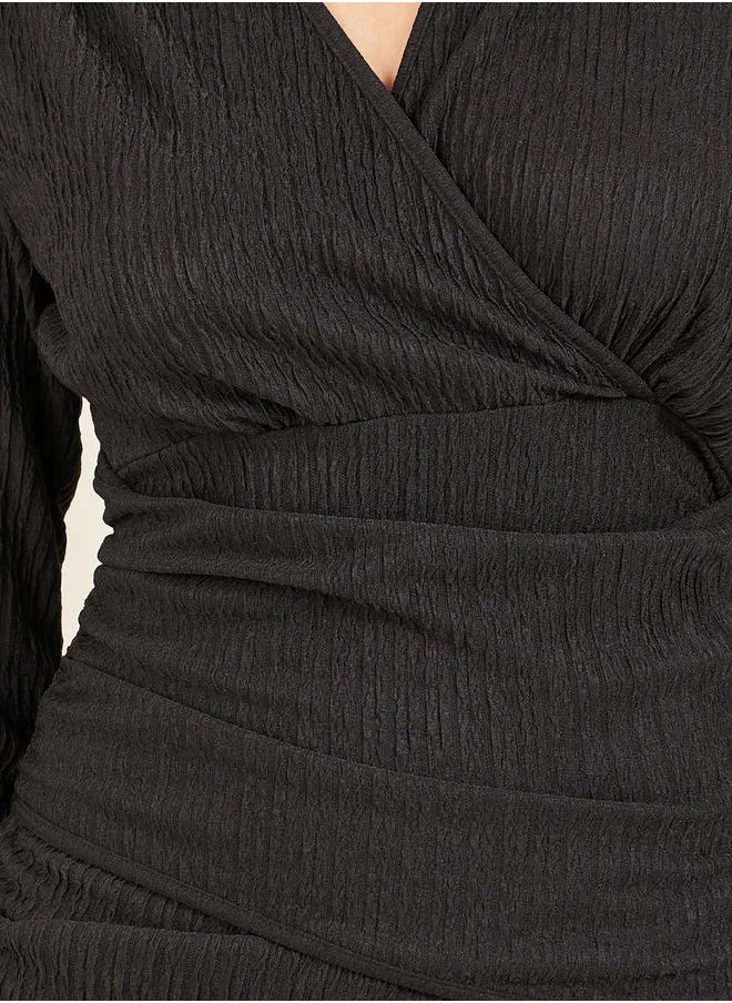 ستايلي Ruched Black Midi Dress