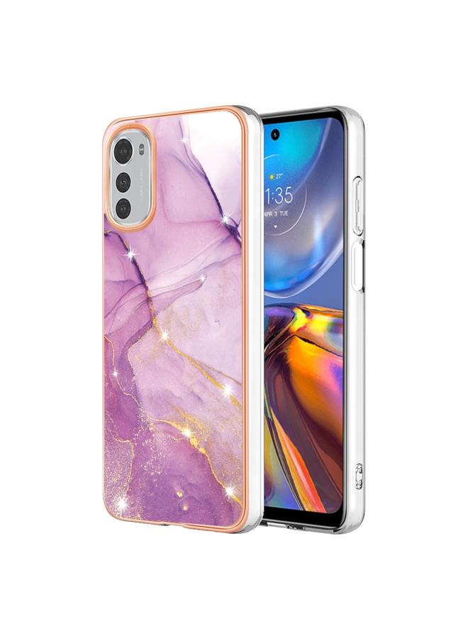 erorex Case For Motorola Moto E32 4G / E32s Electroplating Marble Dual-side IMD Phone Case - Image 1