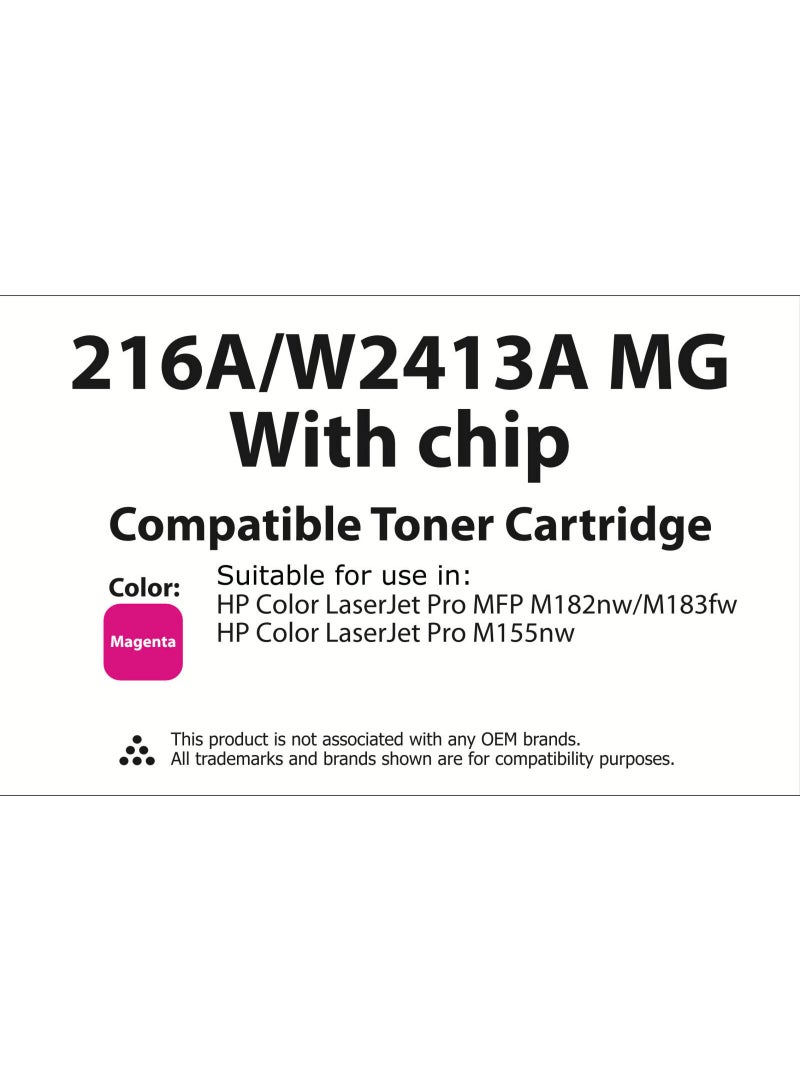 Toner Cartridge Tonerinko Premium Replacement Toner Cartridge Compatible With HP Color LaserJet Pro M155a, MFP M182n, MFP M183fw, W2413A Magenta (Magenta 216A/W2413A MG With Chip) | W2413A MG - Image 4