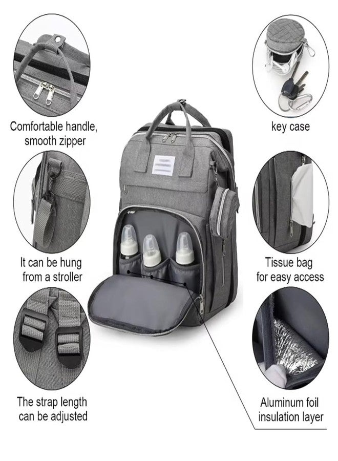 Winnies Diaper Bag with Changing Station & Foldable Bassinet Diaper Backpack for Mom Travel Waterproof with Insulated Bottle Pockets Newborn Baby Bag for Hospital Bag for Delivery Women (Blue) - Image 5