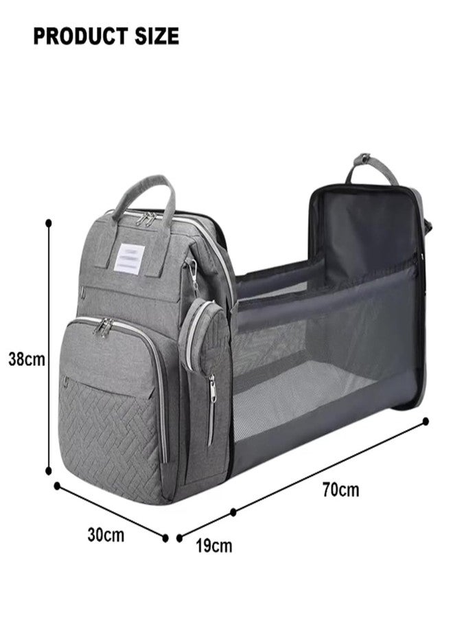 Winnies Diaper Bag with Changing Station & Foldable Bassinet Diaper Backpack for Mom Travel Waterproof with Insulated Bottle Pockets Newborn Baby Bag for Hospital Bag for Delivery Women (Blue) - Image 4