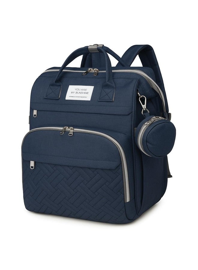 Winnies Diaper Bag with Changing Station & Foldable Bassinet Diaper Backpack for Mom Travel Waterproof with Insulated Bottle Pockets Newborn Baby Bag for Hospital Bag for Delivery Women (Blue) - Image 3