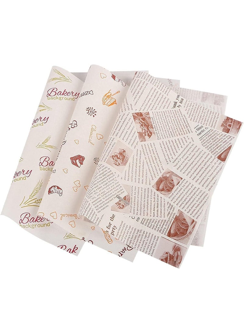 ١٠٠ ورقة من ورق تغليف الطعام، ورق ساندويتش بنمط معجنات، ورق شمع مقاوم للزيت للاستخدام مرة واحدة، صديق للبيئة، غير سام، للطعام، والصابون المصنوع يدويًا، والبسكويت والكراميل - Image 1