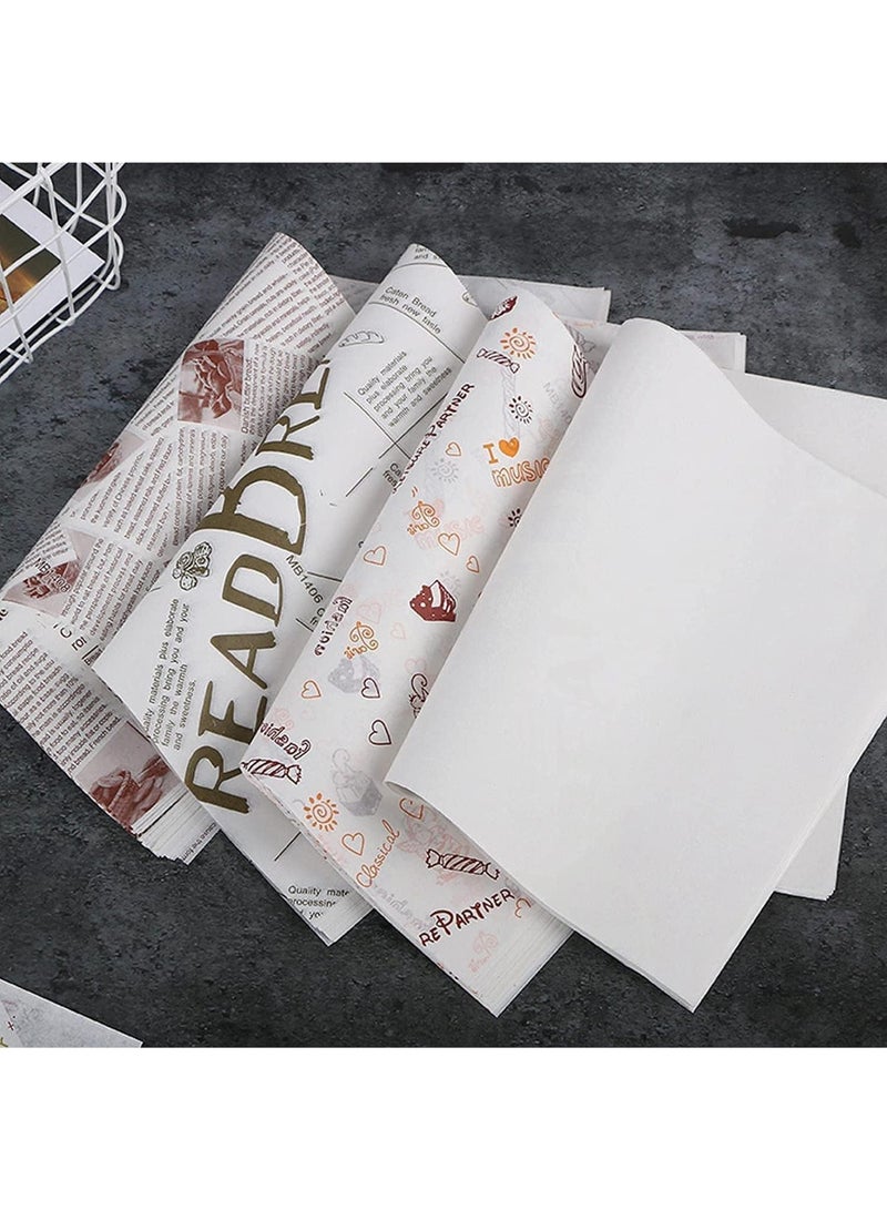 ١٠٠ ورقة من ورق تغليف الطعام، ورق ساندويتش بنمط معجنات، ورق شمع مقاوم للزيت للاستخدام مرة واحدة، صديق للبيئة، غير سام، للطعام، والصابون المصنوع يدويًا، والبسكويت والكراميل - Image 2