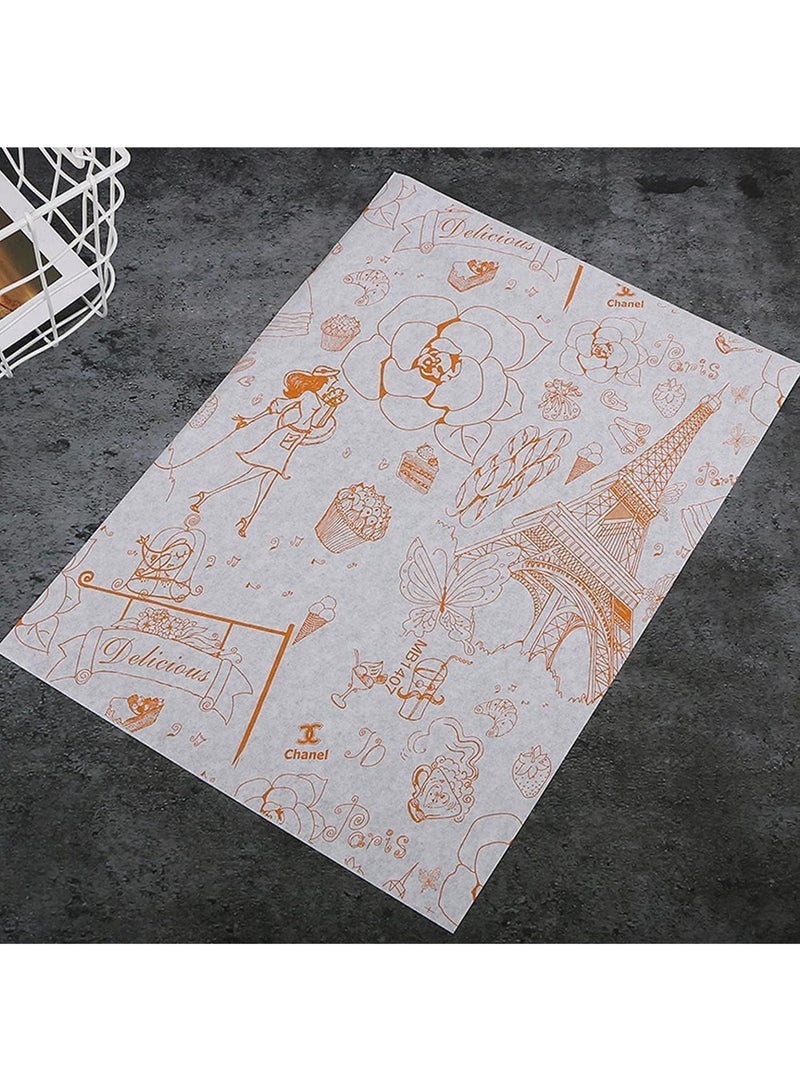 ١٠٠ ورقة من ورق تغليف الطعام، ورق ساندويتش بنمط معجنات، ورق شمع مقاوم للزيت للاستخدام مرة واحدة، صديق للبيئة، غير سام، للطعام، والصابون المصنوع يدويًا، والبسكويت والكراميل - Image 4