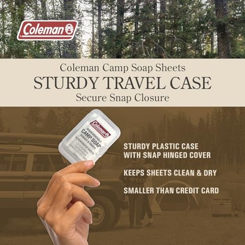 Coleman Camp Soap Sheets – 25 Travel Soap Sheets for Camping, Hiking & Backpacking – Perforated for 50 Washes, Dissolves Instantly in Hot or Cold Water, TSA-Approved for Travel - Image 5