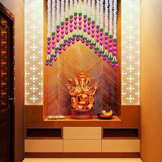 Generic SHRI MATAJI Store Pink Lotus Hangings Decoration at Home White MDF Flowers Lotus Buds Wall Hangings for Home Decoration Diwali Dcor Main Door Entrance Ganpati Decoration Items Pooja Room Pcs 4  - Image 5